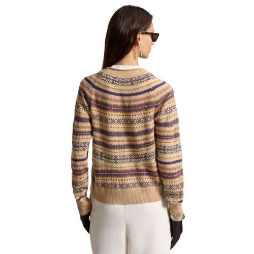 SWEATER-CARDIGAN TAN MULTI TAN M