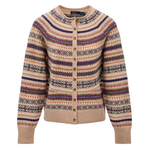 SWEATER-CARDIGAN TAN MULTI TAN M