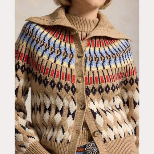 SWEATER-CARDIGAN CAMEL MULTI CAM